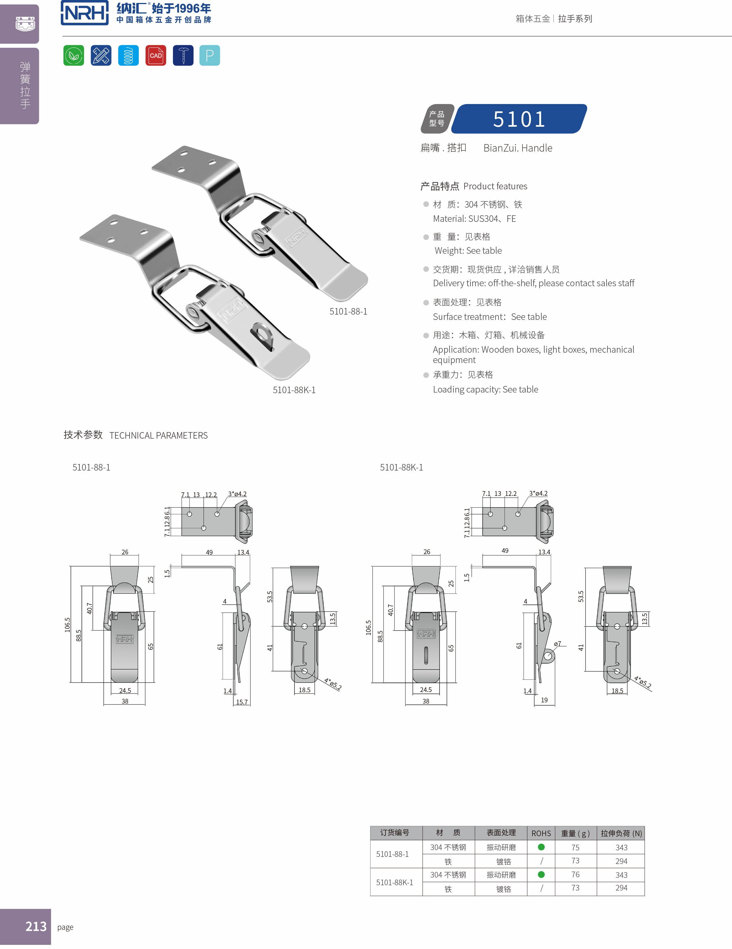 扁嘴91香蕉app官网5102-88K-1电箱门扣_锁扣_NRH91香蕉app91香蕉app官网 