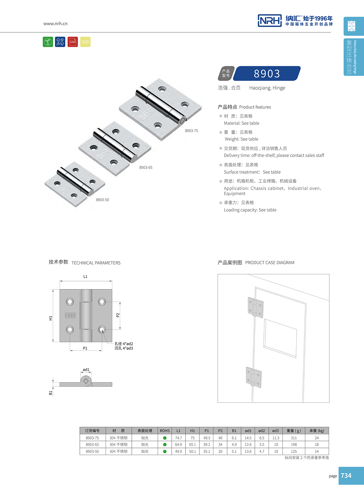  91香蕉app/NRH 8903-65 分开铰链