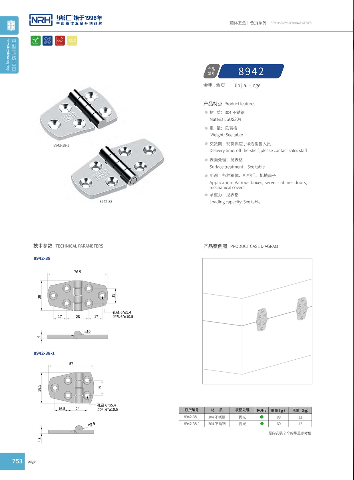 91香蕉app/NRH 8942-38 五金工业铰链