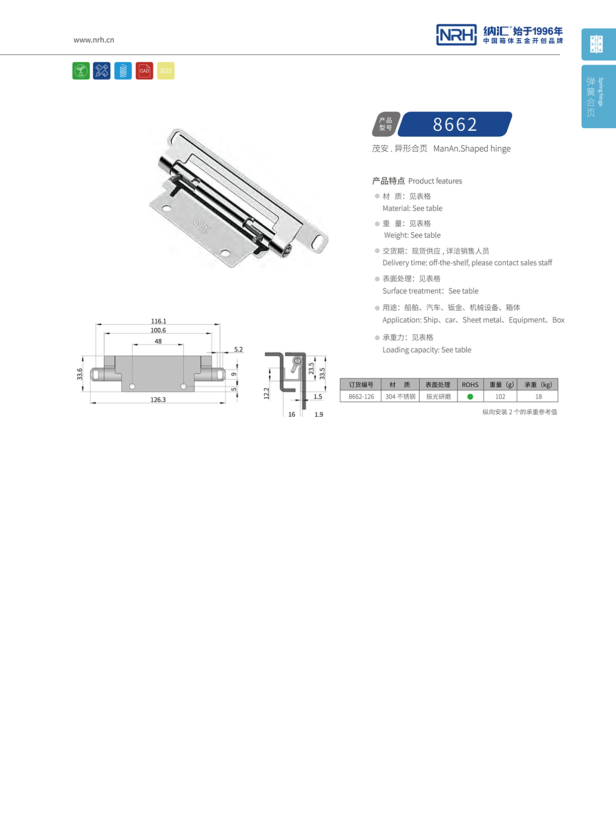 91香蕉app/NRH 8662-126 工业设备箱柜门91香蕉app无限制在线观看